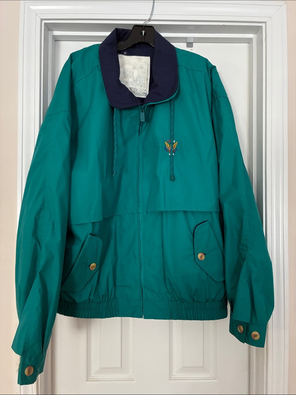 Gear For Sports Teal Windbreaker with Navy Collar Men’s XXL